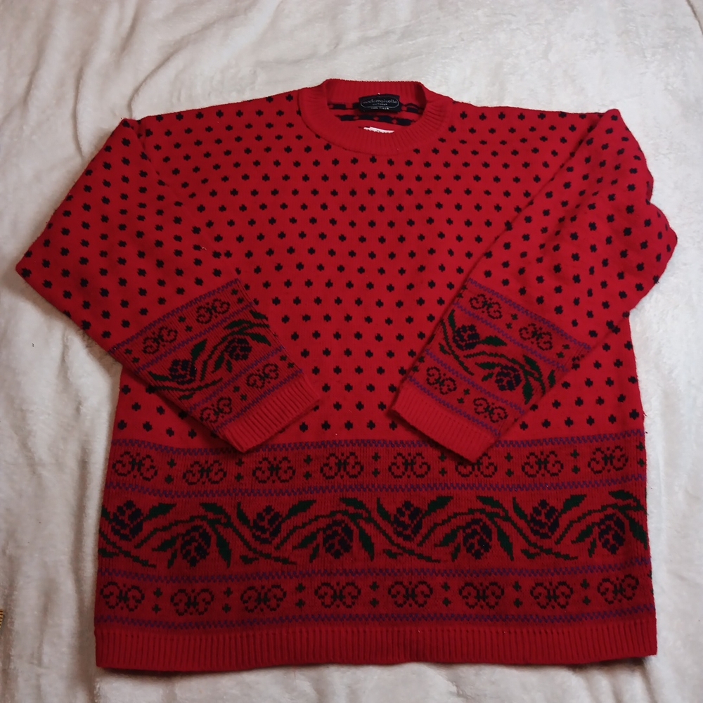 Elegant Red and Black Women's Sweater
